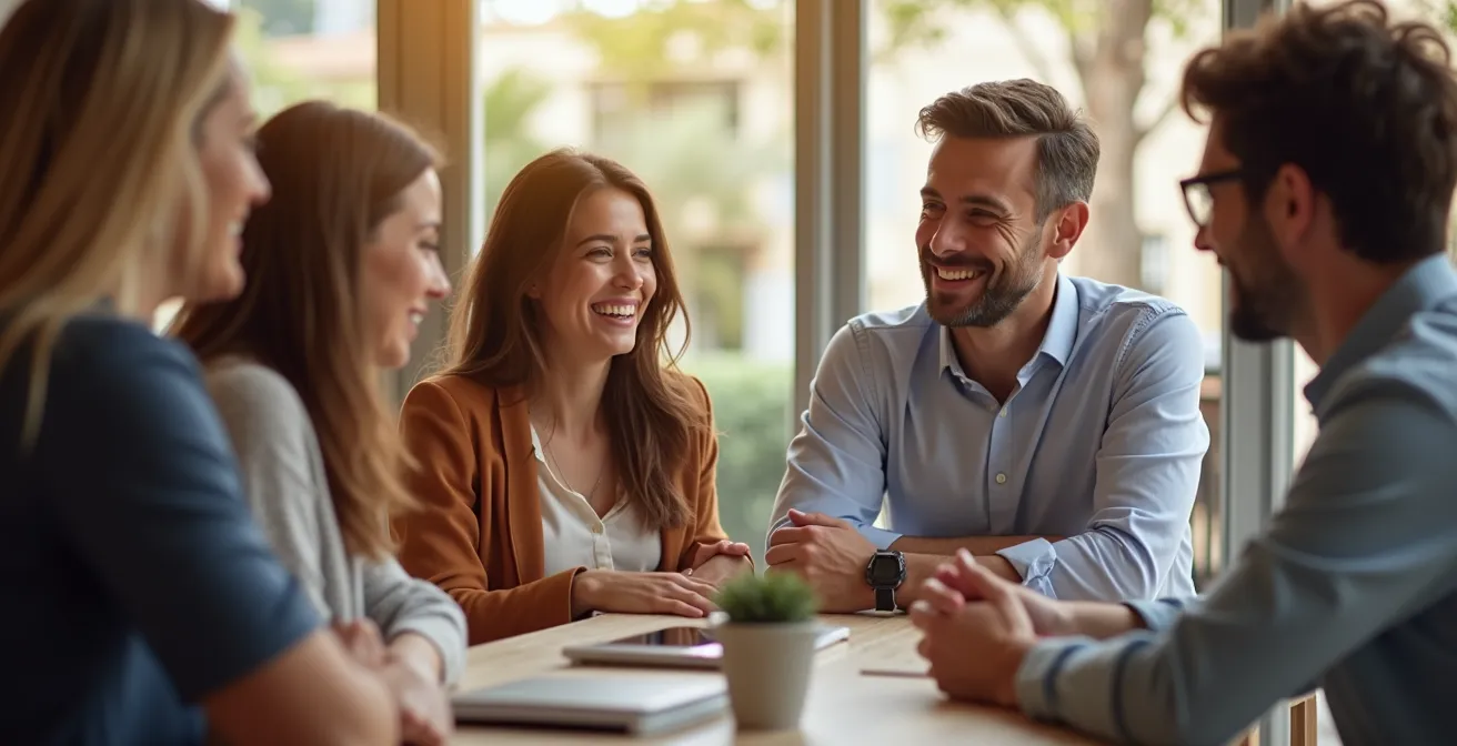 Professional werkt in Spaanse co-working ruimte met lokale gemeenschap