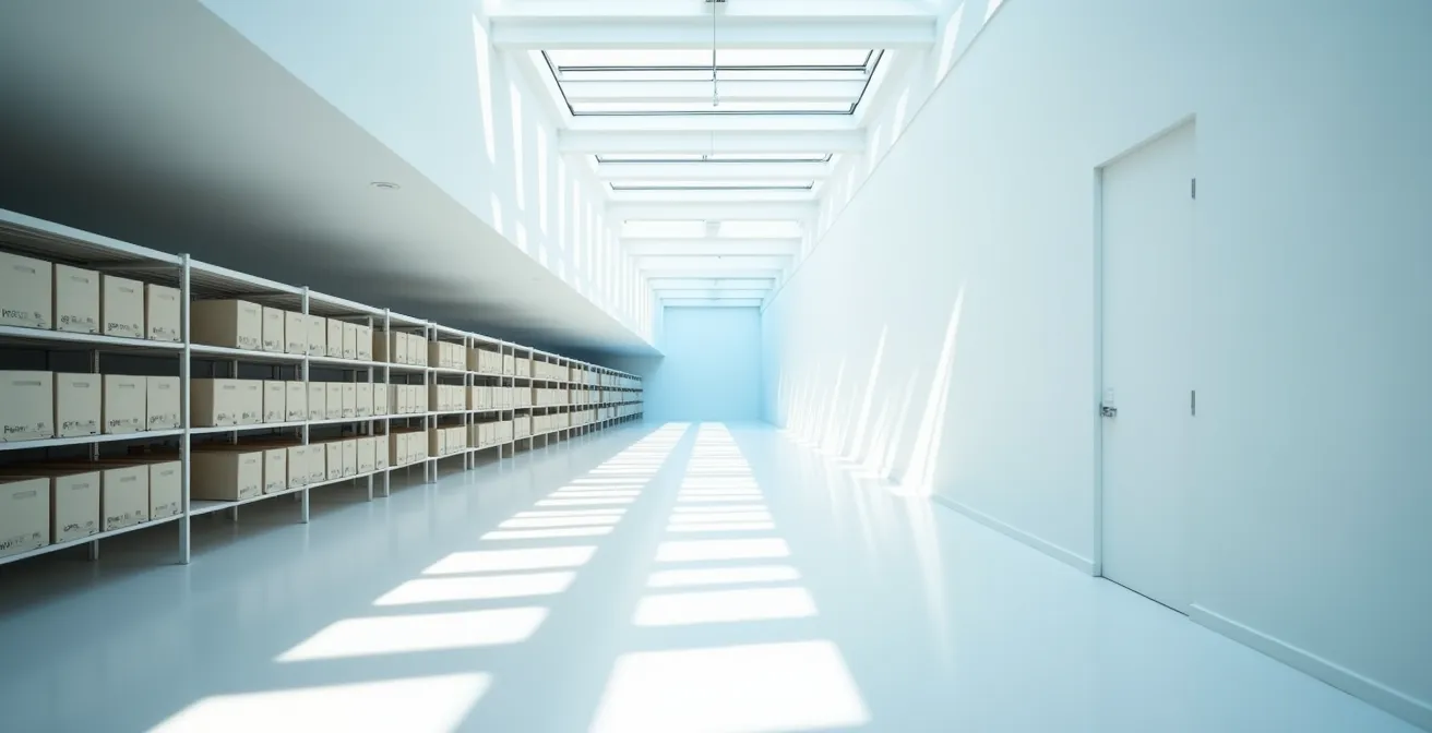 Minimalistische weergave van fysiek naar digitaal archief transformatie