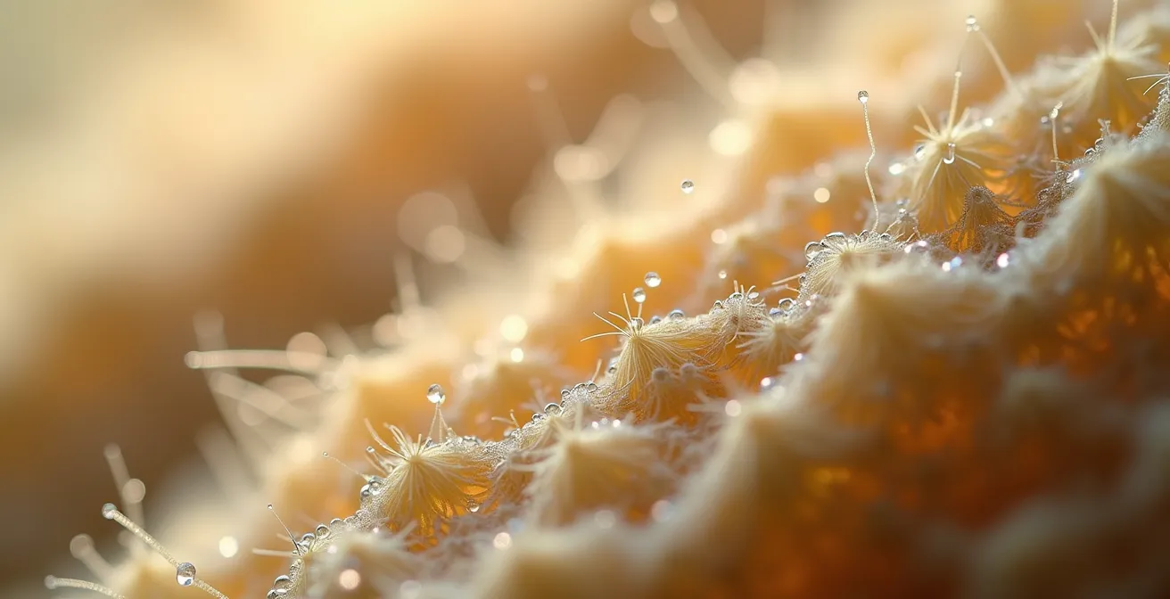 Extreme close-up van hennepvezels die vocht reguleren
