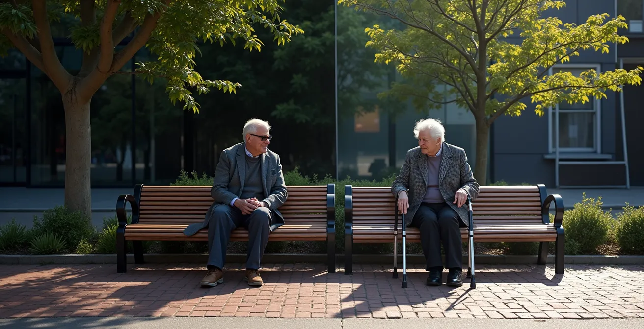 Toegankelijke zitplekken met armsteunen die ouderen helpen opstaan
