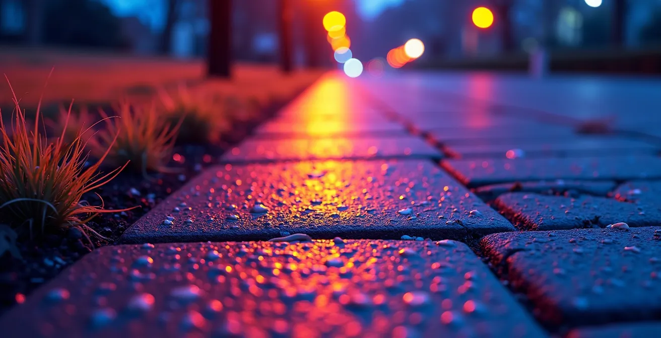 Infraroodopname toont temperatuurverschillen tussen versteende straat en groene zone 's nachts