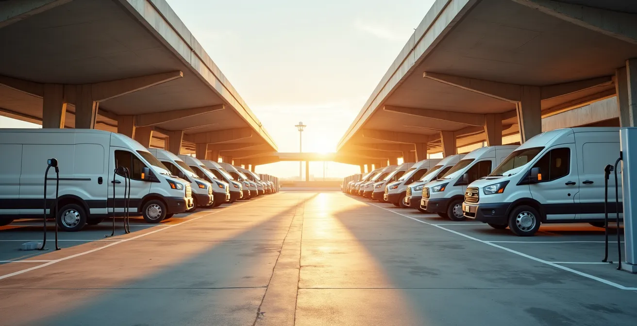 Laadplein met meerdere laadpalen op bedrijfsterrein