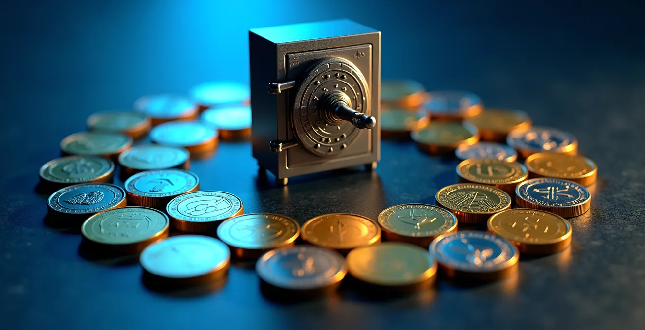 Europese vlag symbolen met crypto beveiliging visualisatie