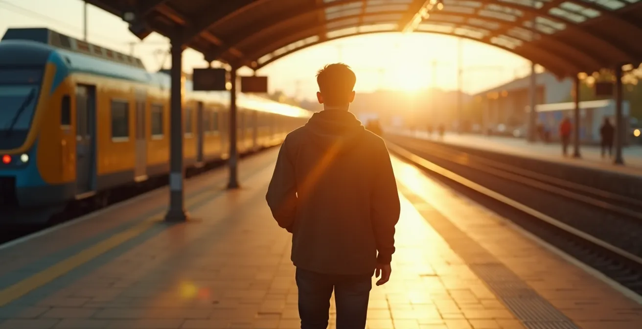 Reiziger gebruikt NS-app op perron van Nederlands treinstation voor vertragingsclaim