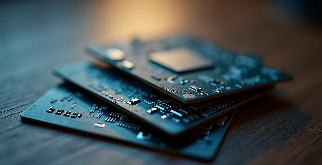 Bureau-opstelling met verschillende mobiliteitskaarten en smartphone