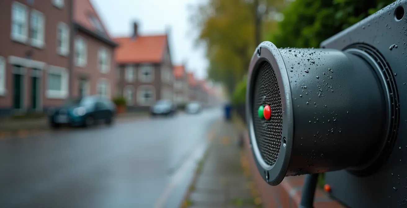 Ondergrondse afvalcontainer met geïntegreerde sensor in Nederlandse woonwijk