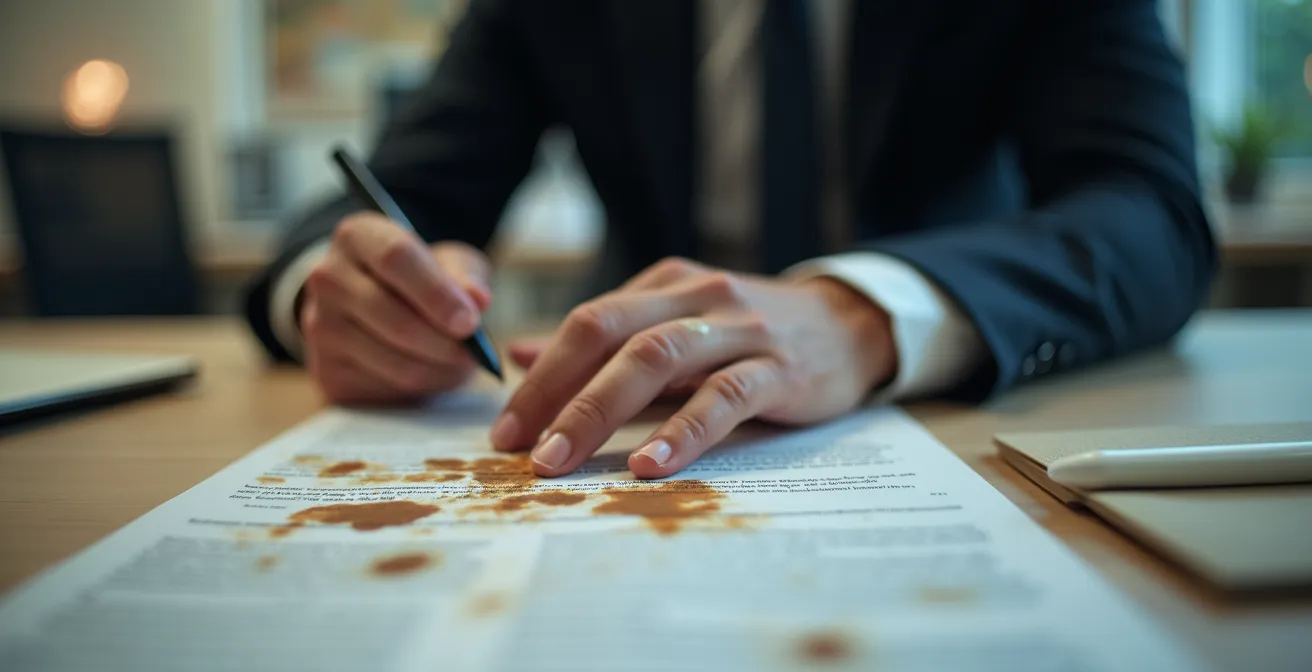 Close-up van uitgeputte professional met koffiekop reflecterend Zuidas kantoorgebouwen